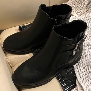 Stylish Black Ankle Booties with Buckle Detail